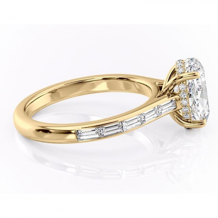 Inel de logodnă Catherine din aur Galben 14kt cu moissanite tăietură ovală – Montură cu canal rafinată pentru profil înalt | Personalizează și configurează gratuit online [2]