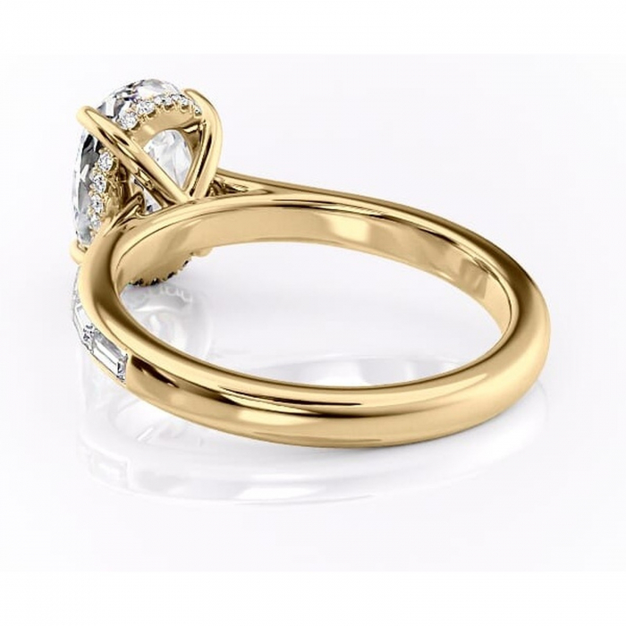 Inel de logodnă Catherine din aur Galben 14kt cu moissanite tăietură ovală – Montură cu canal rafinată pentru profil înalt | Personalizează și configurează gratuit online [4]