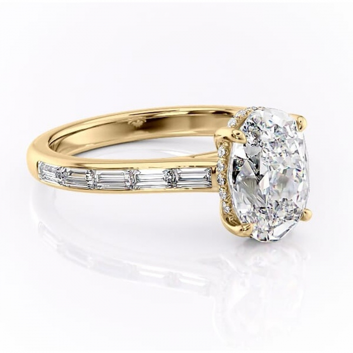 Inel de logodnă Catherine din aur Galben 14kt cu moissanite tăietură ovală – Montură cu canal rafinată pentru profil înalt | Personalizează și configurează gratuit online [1]
