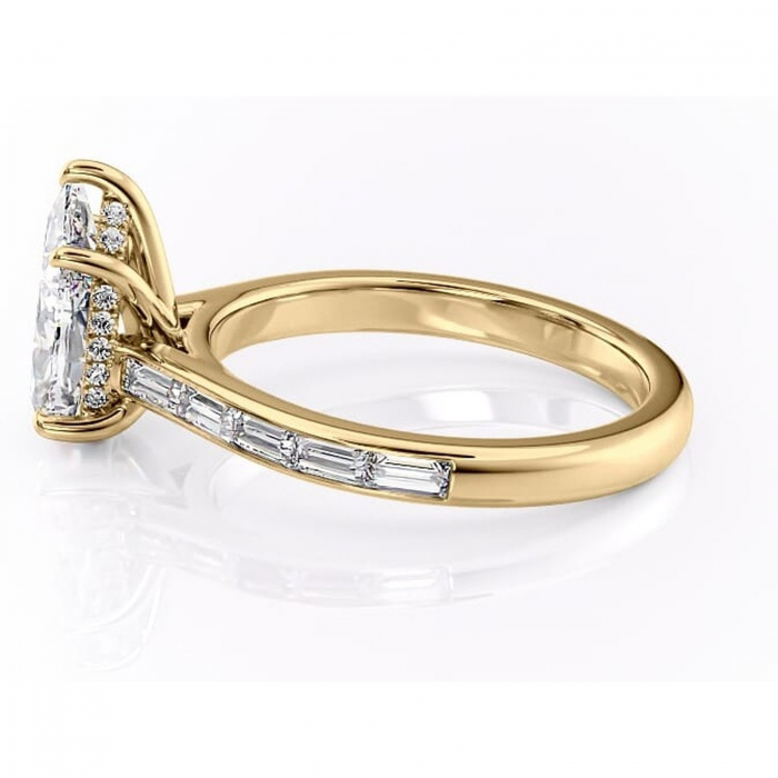 Inel de logodnă Catherine din aur Galben 18kt cu moissanite tăietură pară – Montură cu canal rafinată pentru profil înalt | Personalizează și configurează gratuit online [6]