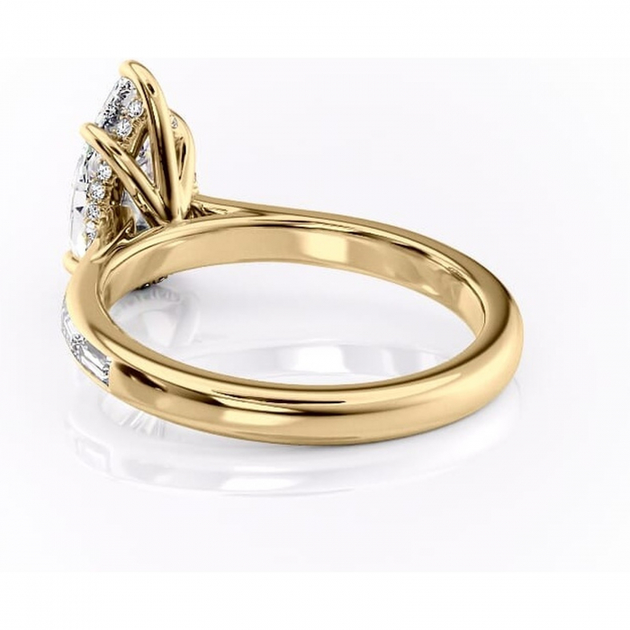 Inel de logodnă Catherine din aur Galben 18kt cu moissanite tăietură pară – Montură cu canal rafinată pentru profil înalt | Personalizează și configurează gratuit online [4]