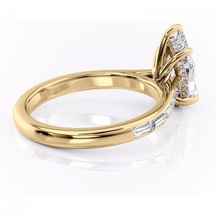 Inel de logodnă Catherine din aur Galben 18kt cu moissanite tăietură pară – Montură cu canal rafinată pentru profil înalt | Personalizează și configurează gratuit online [3]