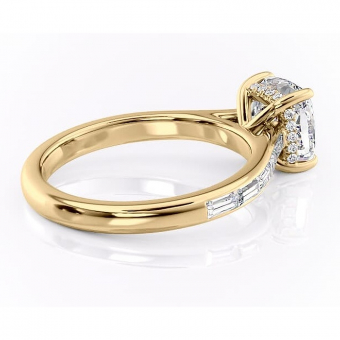 Inel de logodnă Catherine din aur Galben 14kt cu moissanite tăietură pernă – Montură cu canal rafinată pentru profil înalt | Personalizează și configurează gratuit online [3]