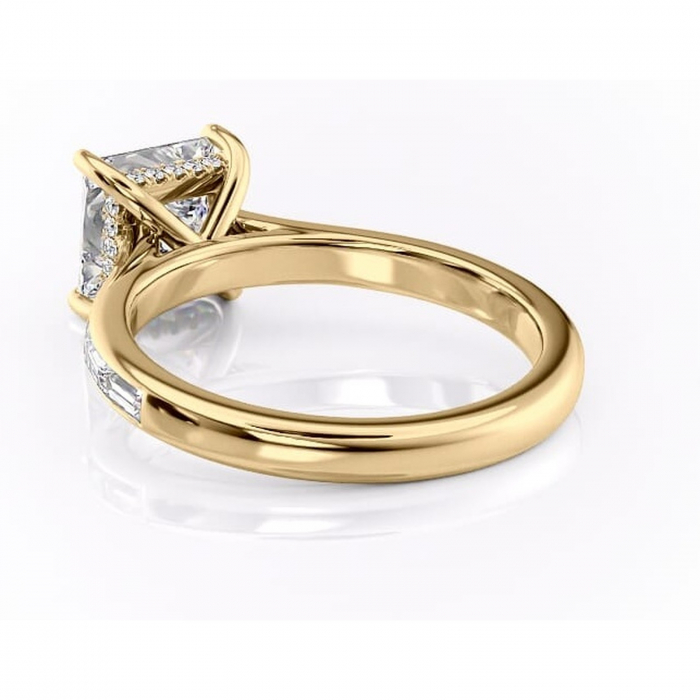 Inel de logodnă Catherine din aur Galben 14kt cu moissanite tăietură princess – Montură cu canal rafinată pentru profil înalt | Personalizează și configurează gratuit online [4]