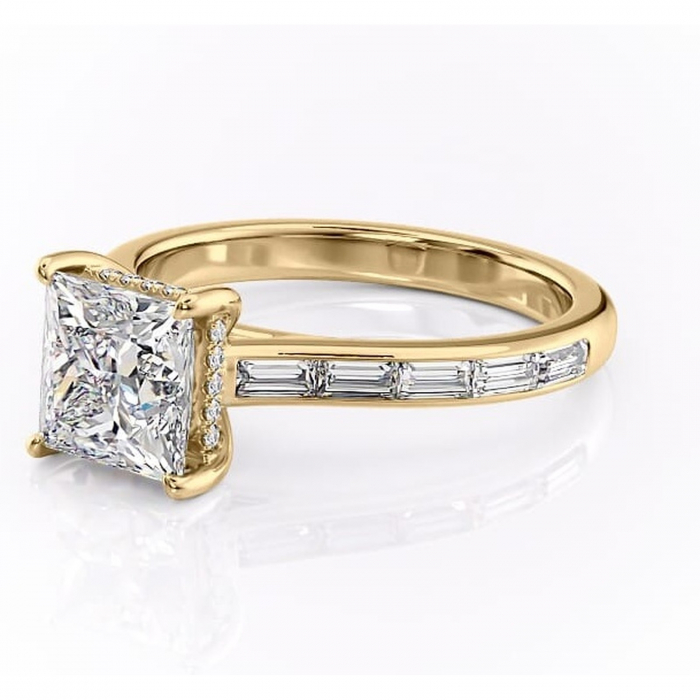 Inel de logodnă Catherine din aur Galben 14kt cu moissanite tăietură princess – Montură cu canal rafinată pentru profil înalt | Personalizează și configurează gratuit online [7]