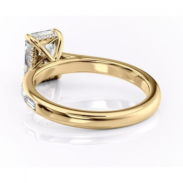Inel de logodnă Catherine din aur Galben 14kt cu moissanite tăietură radiantă – Montură cu canal rafinată pentru profil înalt | Personalizează și configurează gratuit online [4]