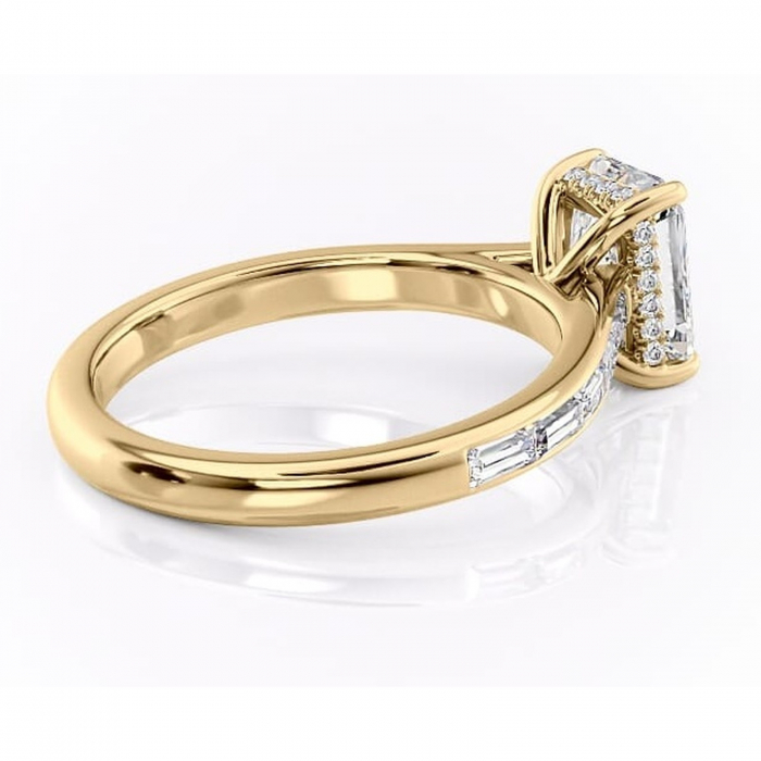 Inel de logodnă Catherine din aur Galben 14kt cu moissanite tăietură radiantă – Montură cu canal rafinată pentru profil înalt | Personalizează și configurează gratuit online [3]