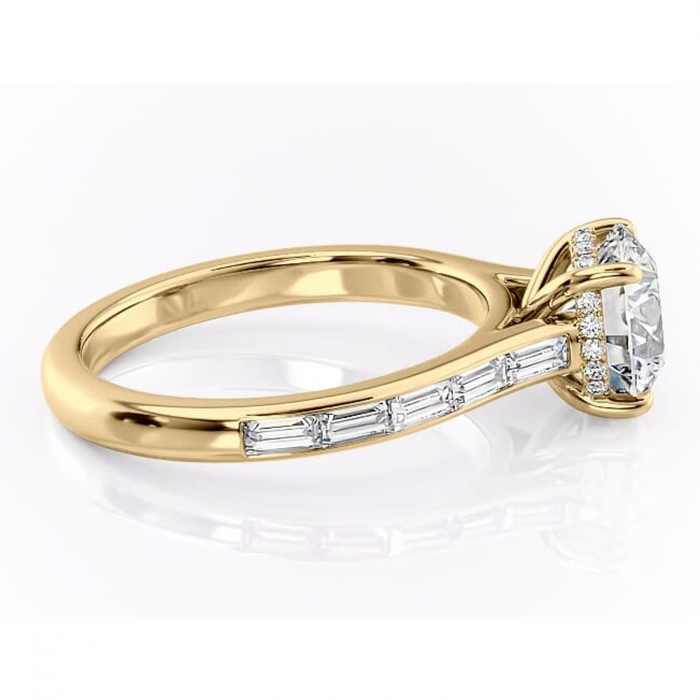 Inel de logodnă Catherine din aur Galben 14kt cu moissanite tăietură rotundă – Montură cu canal rafinată pentru profil înalt | Personalizează și configurează gratuit online [2]