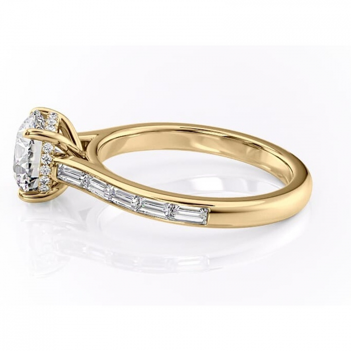 Inel de logodnă Catherine din aur Galben 14kt cu moissanite tăietură rotundă – Montură cu canal rafinată pentru profil înalt | Personalizează și configurează gratuit online [6]