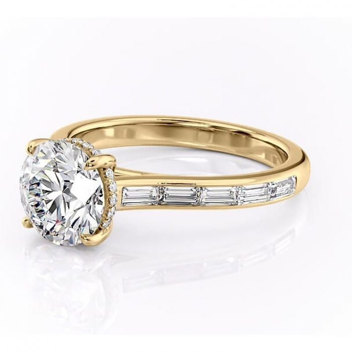 Inel de logodnă Catherine din aur Galben 14kt cu moissanite tăietură rotundă – Montură cu canal rafinată pentru profil înalt | Personalizează și configurează gratuit online [7]