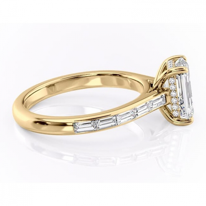 Inel de logodnă Catherine din aur Galben 14kt cu moissanite tăietură smarald – Montură cu canal rafinată pentru profil înalt | Personalizează și configurează gratuit online [2]