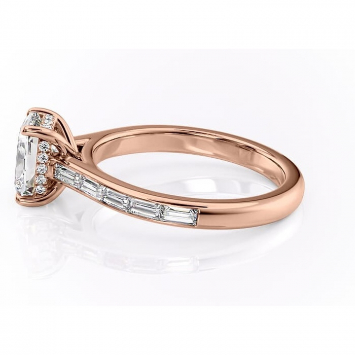 Inel de logodnă Catherine din aur Rose 14kt cu moissanite tăietură asscher – Montură cu canal rafinată pentru profil înalt | Personalizează și configurează gratuit online [6]