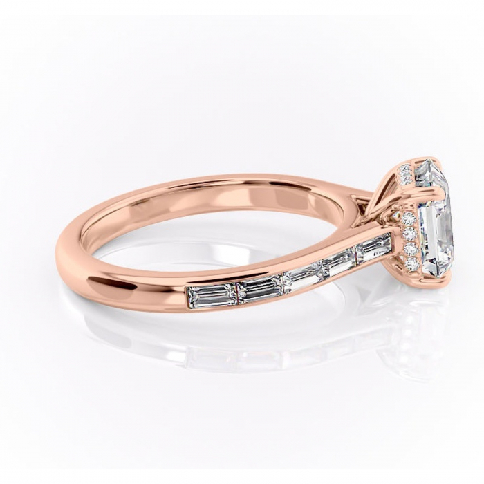Inel de logodnă Catherine din aur Rose 14kt cu moissanite tăietură asscher – Montură cu canal rafinată pentru profil înalt | Personalizează și configurează gratuit online [2]