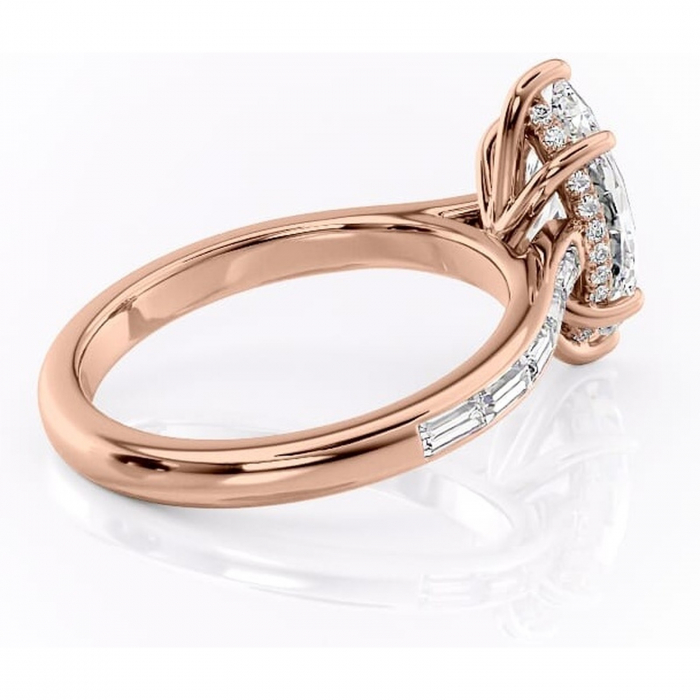 Inel de logodnă Catherine din aur Rose 14kt cu moissanite tăietură marquise – Montură cu canal rafinată pentru profil înalt | Personalizează și configurează gratuit online [3]