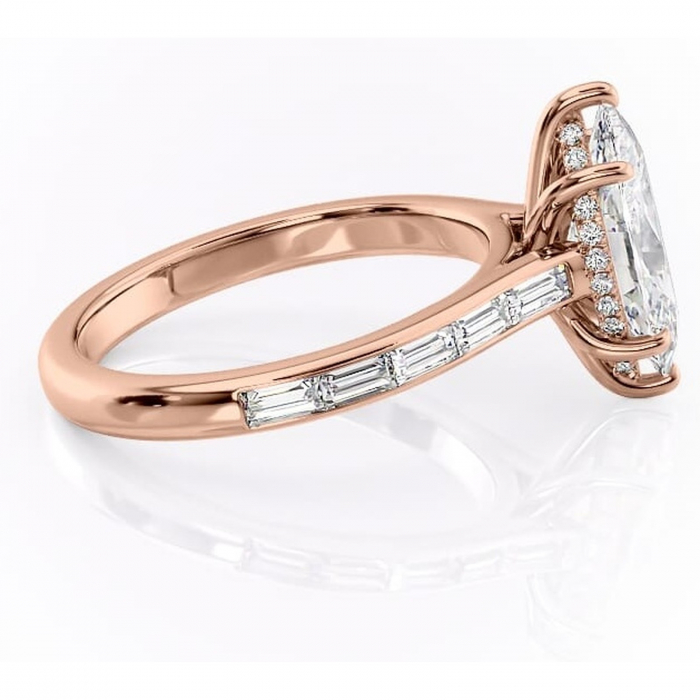 Inel de logodnă Catherine din aur Rose 14kt cu moissanite tăietură marquise – Montură cu canal rafinată pentru profil înalt | Personalizează și configurează gratuit online [2]