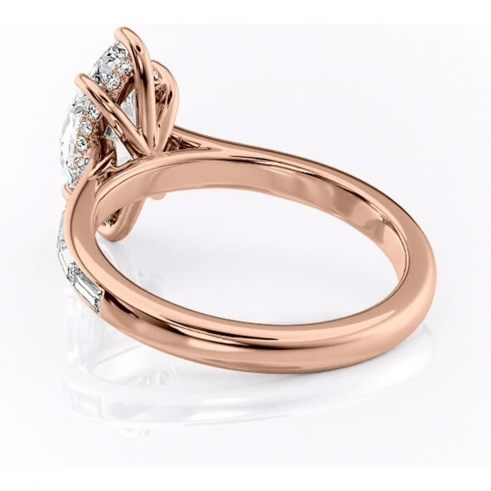 Inel de logodnă Catherine din aur Rose 14kt cu moissanite tăietură marquise – Montură cu canal rafinată pentru profil înalt | Personalizează și configurează gratuit online [4]