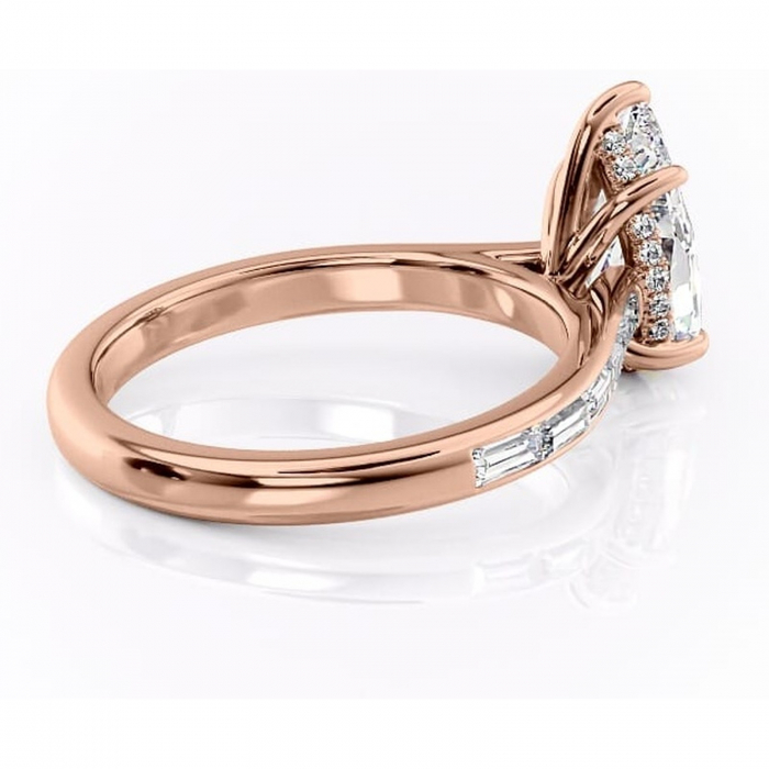 Inel de logodnă Catherine din aur Rose 18kt cu moissanite tăietură pară – Montură cu canal rafinată pentru profil înalt | Personalizează și configurează gratuit online [3]