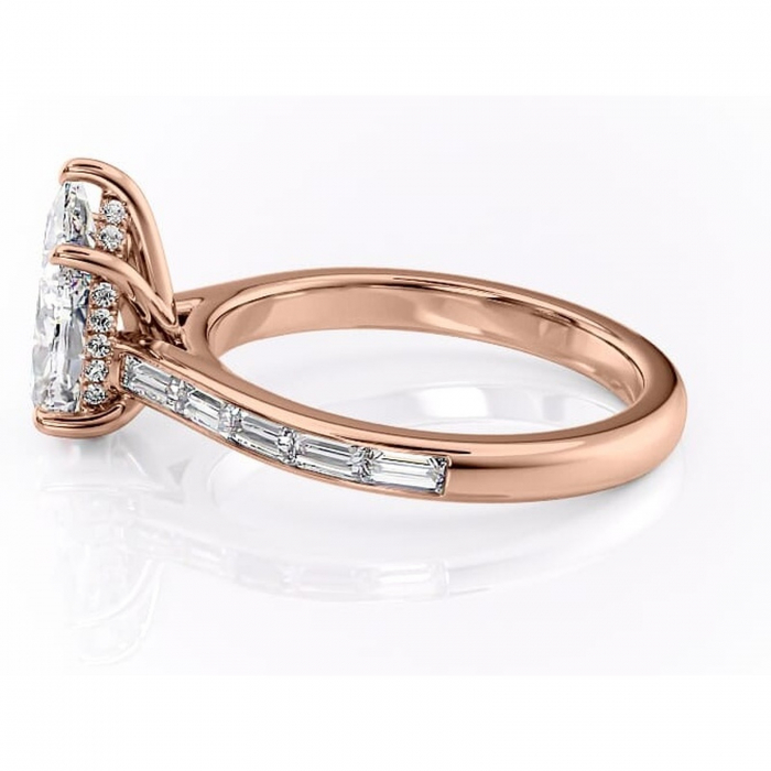 Inel de logodnă Catherine din aur Rose 18kt cu moissanite tăietură pară – Montură cu canal rafinată pentru profil înalt | Personalizează și configurează gratuit online [6]
