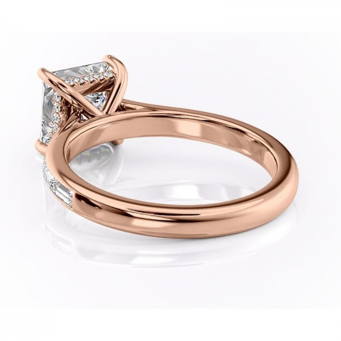 Inel de logodnă Catherine din aur Rose 18kt cu moissanite tăietură princess – Montură cu canal rafinată pentru profil înalt | Personalizează și configurează gratuit online [4]