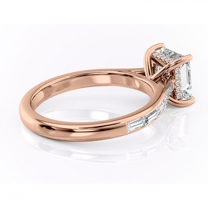 Inel de logodnă Catherine din aur Rose 18kt cu moissanite tăietură princess – Montură cu canal rafinată pentru profil înalt | Personalizează și configurează gratuit online [3]