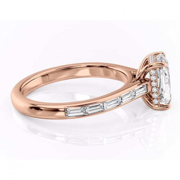 Inel de logodnă Catherine din aur Rose 14kt cu moissanite tăietură radiantă – Montură cu canal rafinată pentru profil înalt | Personalizează și configurează gratuit online [2]