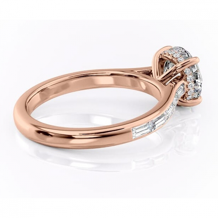 Inel de logodnă Catherine din aur Rose 14kt cu moissanite tăietură rotundă – Montură cu canal rafinată pentru profil înalt | Personalizează și configurează gratuit online [3]