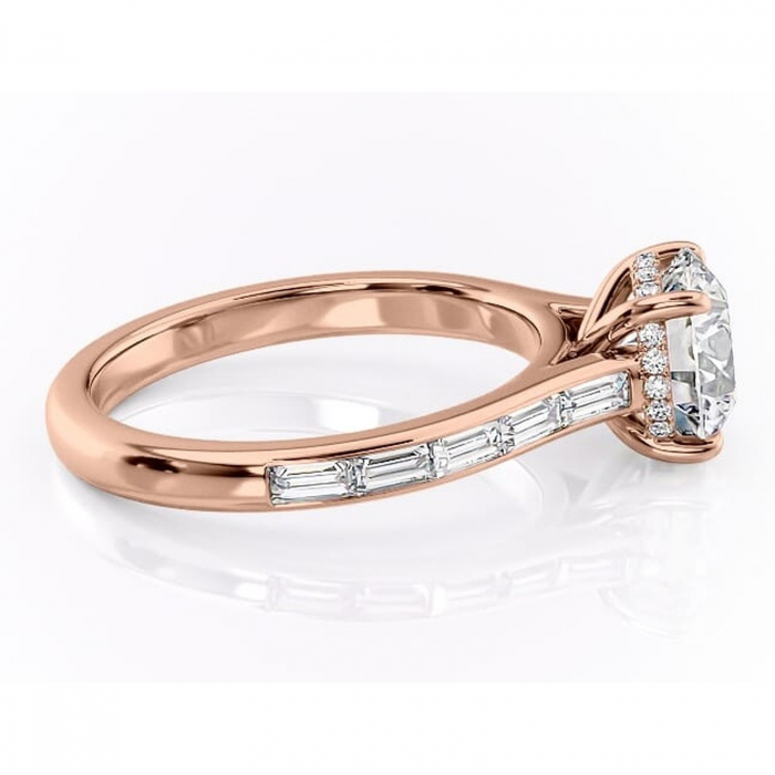Inel de logodnă Catherine din aur Rose 14kt cu moissanite tăietură rotundă – Montură cu canal rafinată pentru profil înalt | Personalizează și configurează gratuit online [2]