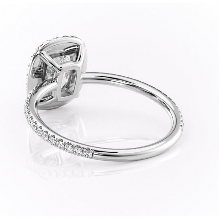 Inel de logodnă Celeste din aur Alb 14kt cu moissanite tăietură asscher – Halo rafinată pentru profil mediu | Personalizează și configurează gratuit online [4]