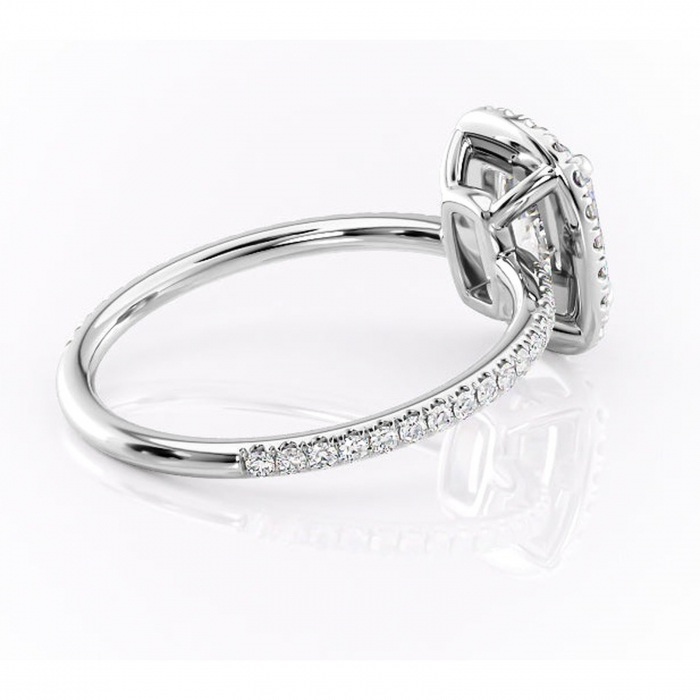Inel de logodnă Celeste din aur Alb 14kt cu moissanite tăietură asscher – Halo rafinată pentru profil mediu | Personalizează și configurează gratuit online [3]