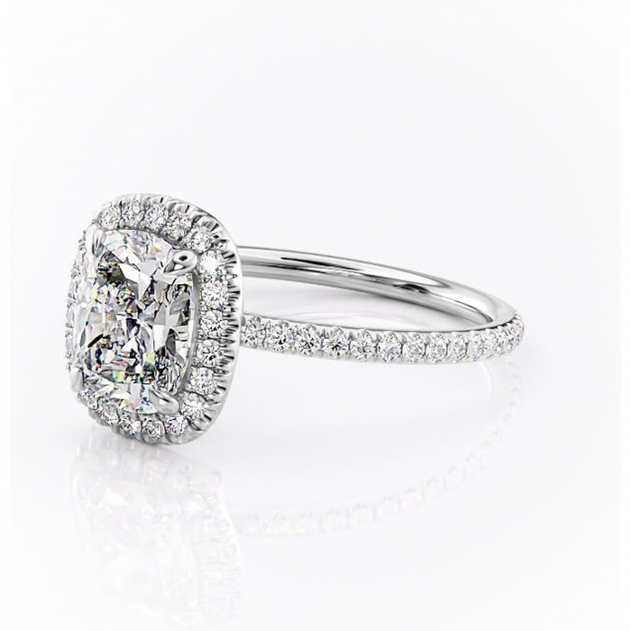 Inel de logodnă Celeste din aur Alb 14kt cu moissanite tăietură asscher – Halo rafinată pentru profil mediu | Personalizează și configurează gratuit online [7]