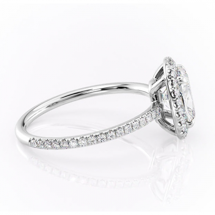 Inel de logodnă Celeste din aur Alb 14kt cu moissanite tăietură asscher – Halo rafinată pentru profil mediu | Personalizează și configurează gratuit online [2]