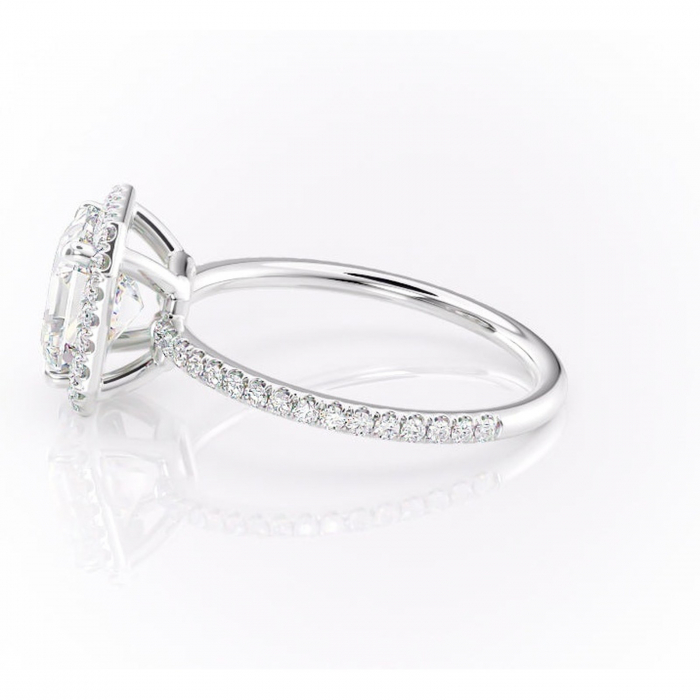 Inel de logodnă Celeste din aur Alb 14kt cu moissanite tăietură asscher – Halo rafinată pentru profil mediu | Personalizează și configurează gratuit online [6]