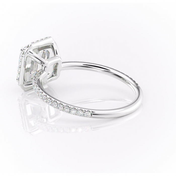 Inel de logodnă Celeste din aur Alb 14kt cu moissanite tăietură asscher – Halo rafinată pentru profil mediu | Personalizează și configurează gratuit online [5]