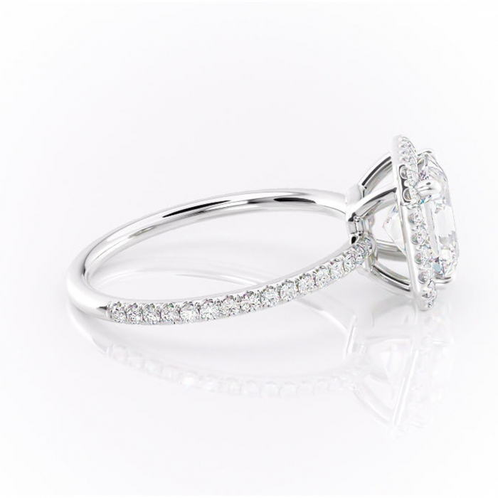Inel de logodnă Celeste din aur Alb 14kt cu moissanite tăietură asscher – Halo rafinată pentru profil mediu | Personalizează și configurează gratuit online [2]