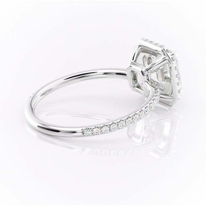 Inel de logodnă Celeste din aur Alb 14kt cu moissanite tăietură asscher – Halo rafinată pentru profil mediu | Personalizează și configurează gratuit online [3]