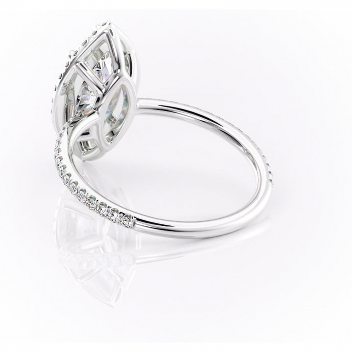 Inel de logodnă Celeste din aur Alb 14kt cu moissanite tăietură marquise – Halo rafinată pentru profil mediu | Personalizează și configurează gratuit online [4]