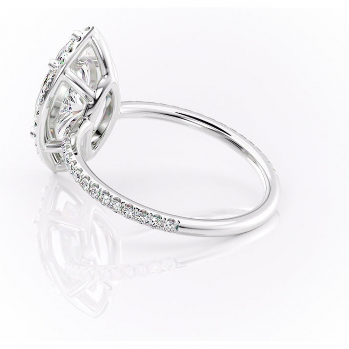 Inel de logodnă Celeste din aur Alb 14kt cu moissanite tăietură marquise – Halo rafinată pentru profil mediu | Personalizează și configurează gratuit online [5]