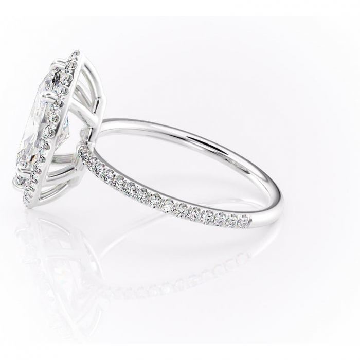 Inel de logodnă Celeste din aur Alb 14kt cu moissanite tăietură marquise – Halo rafinată pentru profil mediu | Personalizează și configurează gratuit online [6]