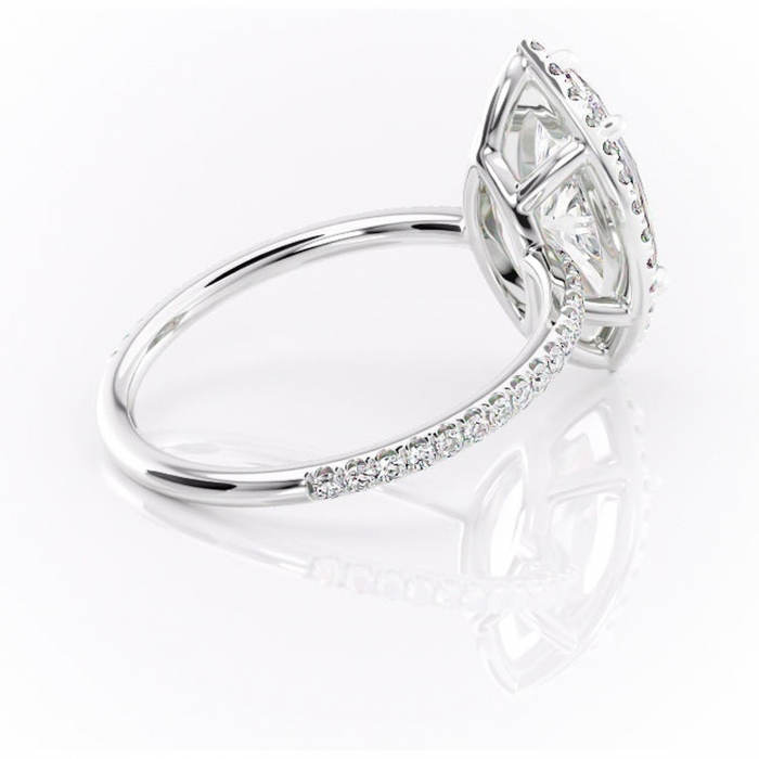 Inel de logodnă Celeste din aur Alb 14kt cu moissanite tăietură marquise – Halo rafinată pentru profil mediu | Personalizează și configurează gratuit online [3]