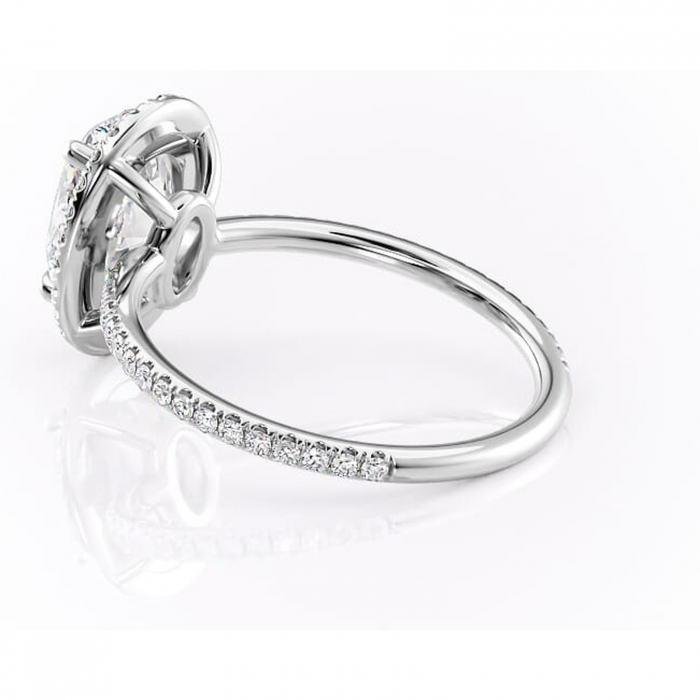 Inel de logodnă Celeste din aur Alb 14kt cu moissanite tăietură ovală – Halo rafinată pentru profil mediu | Personalizează și configurează gratuit online [5]