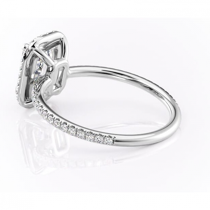 Inel de logodnă Celeste din aur Alb 14kt cu moissanite tăietură radiantă – Halo rafinată pentru profil mediu | Personalizează și configurează gratuit online [5]