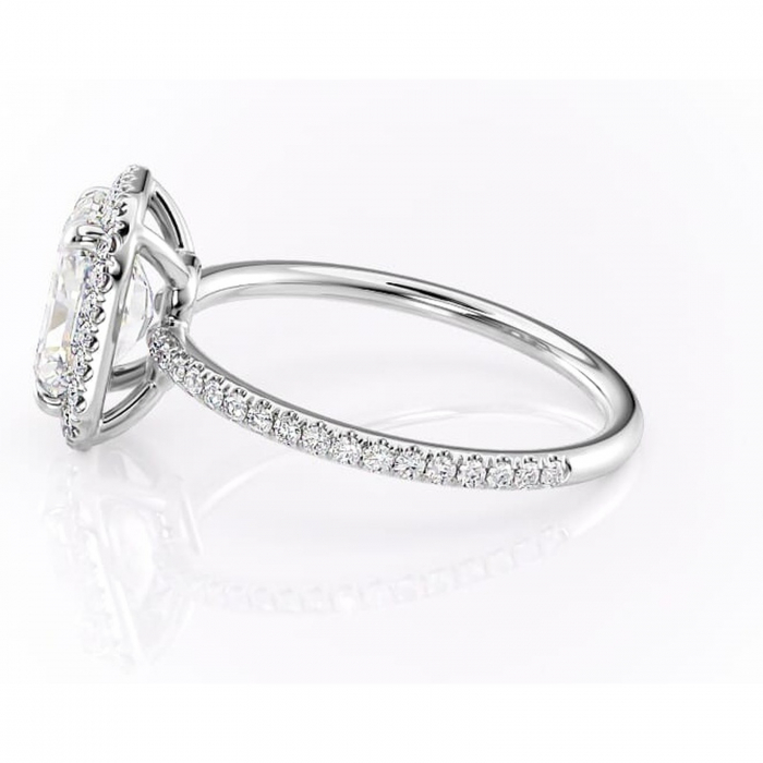 Inel de logodnă Celeste din aur Alb 14kt cu moissanite tăietură radiantă – Halo rafinată pentru profil mediu | Personalizează și configurează gratuit online [6]