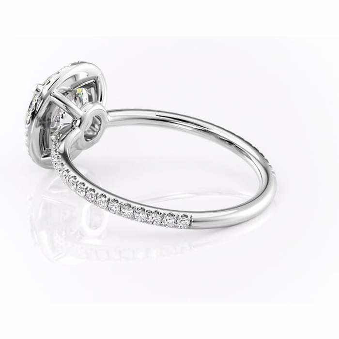 Inel de logodnă Celeste din aur Alb 14kt cu moissanite tăietură rotundă – Halo rafinată pentru profil mediu | Personalizează și configurează gratuit online [5]