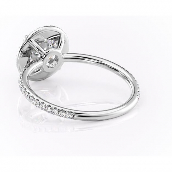 Inel de logodnă Celeste din aur Alb 14kt cu moissanite tăietură rotundă – Halo rafinată pentru profil mediu | Personalizează și configurează gratuit online [4]