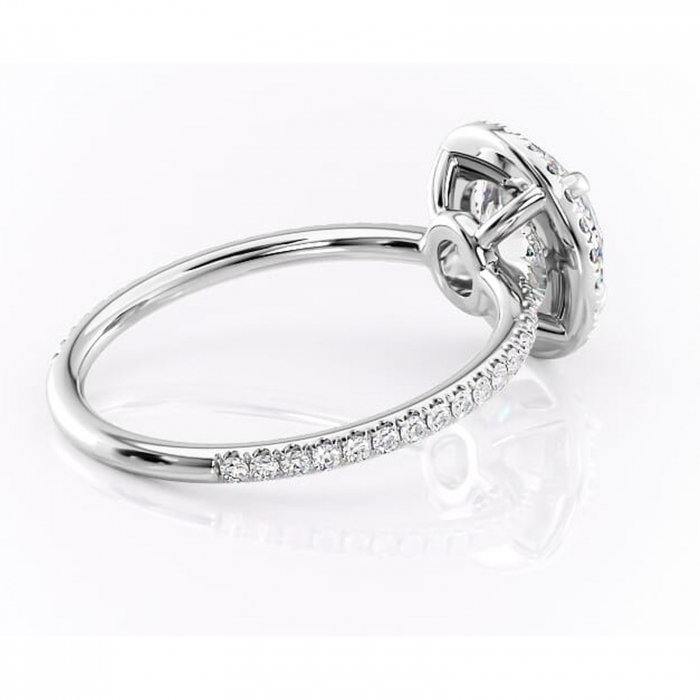Inel de logodnă Celeste din aur Alb 14kt cu moissanite tăietură rotundă – Halo rafinată pentru profil mediu | Personalizează și configurează gratuit online [3]