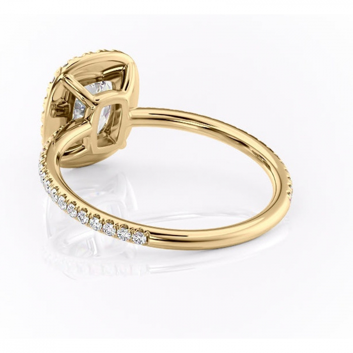 Inel de logodnă Celeste din aur Galben 14kt cu moissanite tăietură asscher – Halo rafinată pentru profil mediu | Personalizează și configurează gratuit online [4]