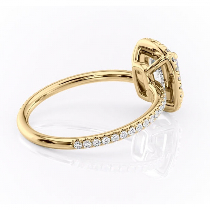 Inel de logodnă Celeste din aur Galben 14kt cu moissanite tăietură asscher – Halo rafinată pentru profil mediu | Personalizează și configurează gratuit online [3]