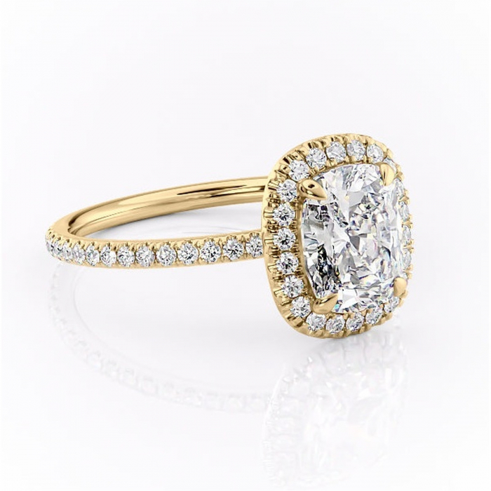 Inel de logodnă Celeste din aur Galben 14kt cu moissanite tăietură asscher – Halo rafinată pentru profil mediu | Personalizează și configurează gratuit online [1]