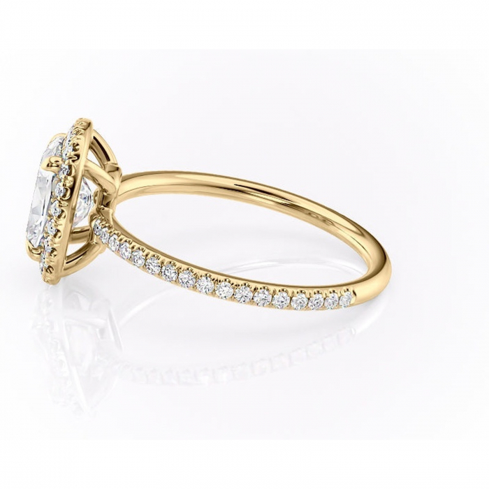 Inel de logodnă Celeste din aur Galben 14kt cu moissanite tăietură asscher – Halo rafinată pentru profil mediu | Personalizează și configurează gratuit online [6]