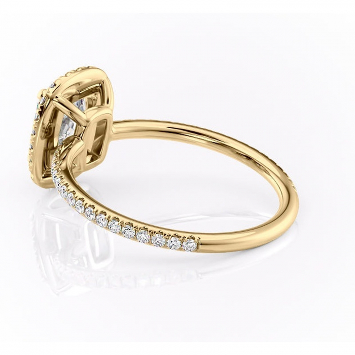 Inel de logodnă Celeste din aur Galben 14kt cu moissanite tăietură asscher – Halo rafinată pentru profil mediu | Personalizează și configurează gratuit online [5]
